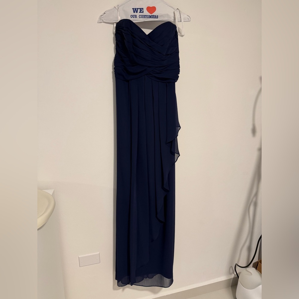 David's Bridal Navy Strapless Maxi Dress